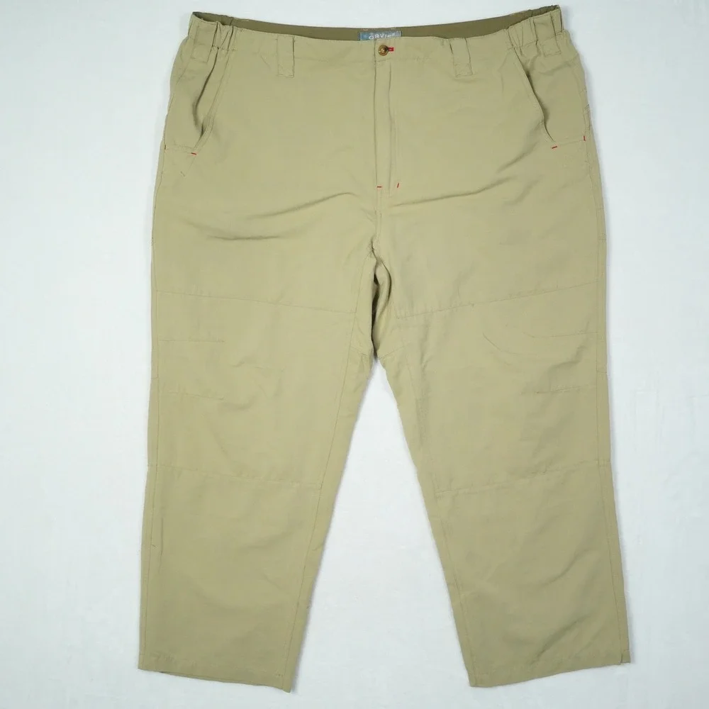 Orvis Trout Bum Mens XXL Tan Nylon Fishing Pants Elastic Waist Utility Hiking